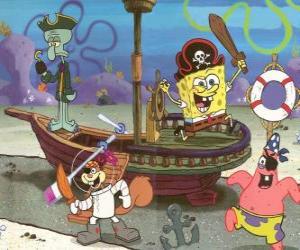 yapboz SpongeBob ve bazı arkadaşlarını varlık korsanlar oynayan